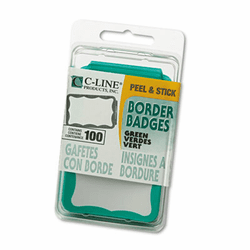 CLI92263 Self-Adhesive Name Badges, 3-1/2 x 2-1/4, Green, 100/Box By C-LINE PRODUCTS, INC