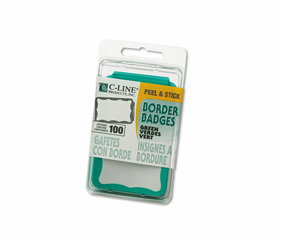 CLI92263 Self-Adhesive Name Badges, 3-1/2 x 2-1/4, Green, 100/Box By C-LINE PRODUCTS, INC