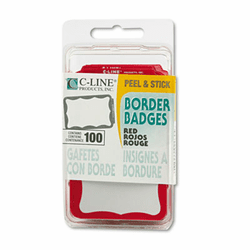 CLI92264 Self-Adhesive Name Badges, 3-1/2 x 2-1/4, Red, 100/Box By C-LINE PRODUCTS, INC