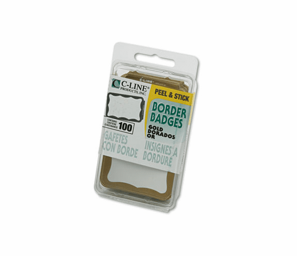 CLI92266 Self-Adhesive Name Badges, 3-1/2 x 2-1/4, Gold, 100/Box By C-LINE PRODUCTS, INC
