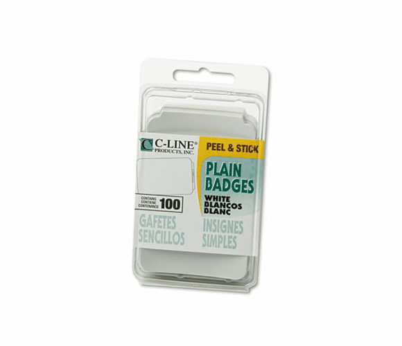 CLI92277 Self-Adhesive Name Badges, 3-1/2 x 2-1/4, White, 100/Box By C-LINE PRODUCTS, INC