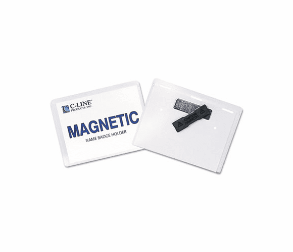 CLI92943 Magnetic Name Badge Holder Kit, Horizontal, 4w x 3h, Clear, 20/Box By C-LINE PRODUCTS, INC