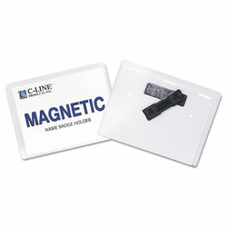 CLI92943 Magnetic Name Badge Holder Kit, Horizontal, 4w x 3h, Clear, 20/Box By C-LINE PRODUCTS, INC