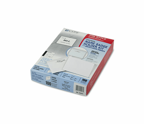 CLI94043 Badge Holder Kits, Side Load, 3 x 4, White, 100/Box By C-LINE PRODUCTS, INC