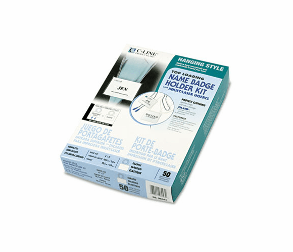 CLI96043 Badge Holder Kits, Top Load, 3 x 4, White, Elastic Cord, 50/Box By C-LINE PRODUCTS, INC