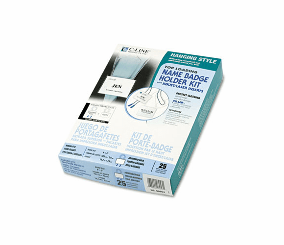 CLI96053 Badge Holder Kits, Top Load, 3 x 4, White, Blue Bolo Cord, 25/Box By C-LINE PRODUCTS, INC