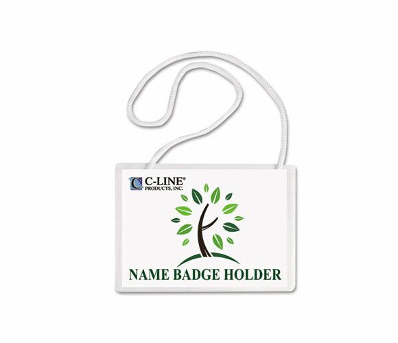 CLI97043 Biodegradable Name Badge Holder Kit, 4 x 3, Clear, 50/Box By C-LINE PRODUCTS, INC