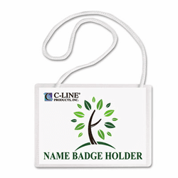 CLI97043 Biodegradable Name Badge Holder Kit, 4 x 3, Clear, 50/Box By C-LINE PRODUCTS, INC