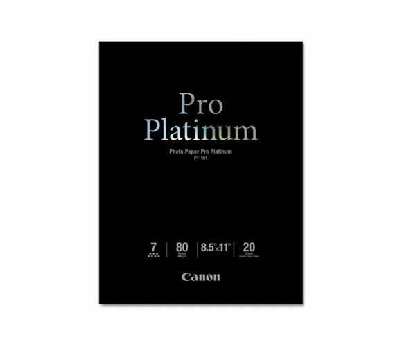 CNM2768B022 Photo Paper Pro Platinum, 80 lbs., Glossy, 8 1/2 x 11, 20 Sheets/Pack By CANON USA, INC.