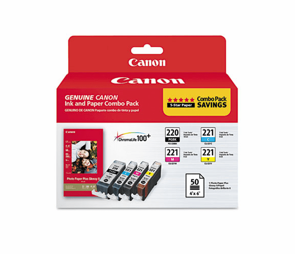 CNM2945B011 2945B011 Inks & Paper Pack, PGI-220, CLI-221, Black; Tri-Color By CANON USA, INC.