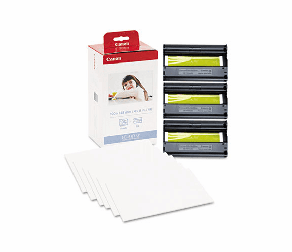 CNM3115B001 KP-108IN Color Ink Ribbon w/Glossy 4 x 6 Photo Paper Pack, 108 Sheets By CANON COMPUTER SYSTEMS CCSI