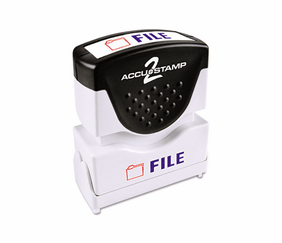 COS035534 Accustamp2 Shutter Stamp with Microban, Red/Blue, FILE, 1 5/8 x 1/2 By CONSOLIDATED STAMP