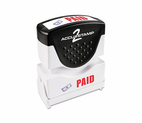 COS035535 Accustamp2 Shutter Stamp with Microban, Red/Blue, PAID, 1 5/8 x 1/2 By CONSOLIDATED STAMP