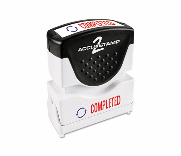 COS035538 Accustamp2 Shutter Stamp with Microban, Red/Blue, COMPLETED, 1 5/8 x 1/2 By CONSOLIDATED STAMP