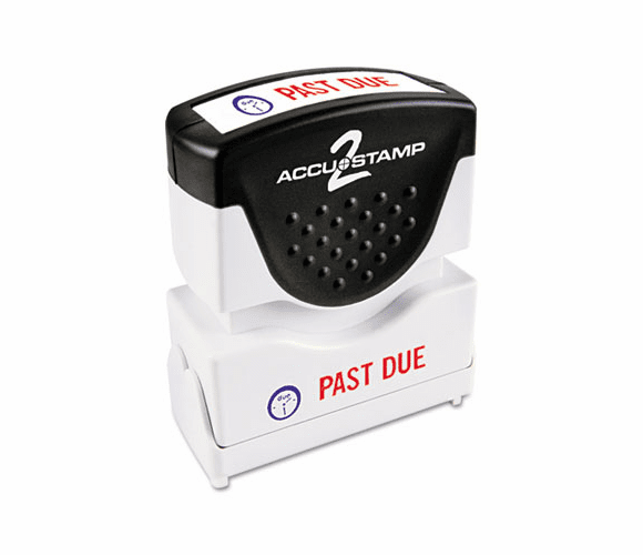 COS035543 Accustamp2 Shutter Stamp with Microban, Red/Blue, PAST DUE 1 5/8 x 1/2 By CONSOLIDATED STAMP