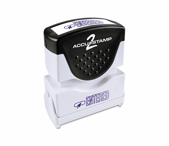 COS035573 Accustamp2 Shutter Stamp with Microban, Blue, ENTERED, 1 5/8 x 1/2 By CONSOLIDATED STAMP