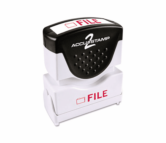 COS035576 Accustamp2 Shutter Stamp with Microban, Red, FILE, 5/8 x 1/2 By CONSOLIDATED STAMP