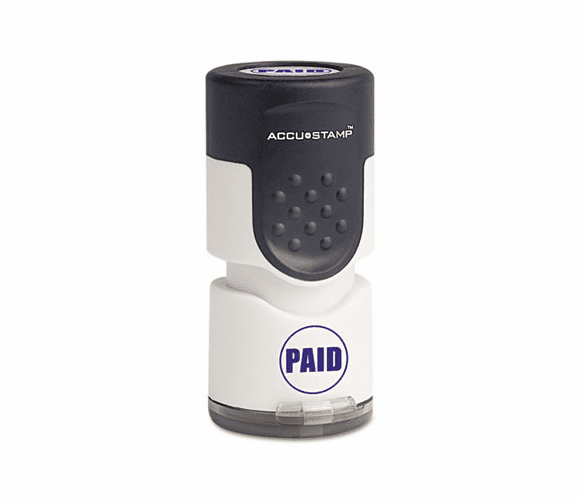 COS035659 Accustamp Pre-Inked Round Stamp with Microban, PAID, 5/8" dia, Blue By CONSOLIDATED STAMP