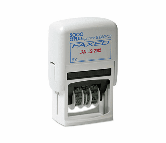 COS065005 2000 PLUS Economy Message Dater, 4 Messages, Red/Blue, 1 3/4 x 15/16 By CONSOLIDATED STAMP