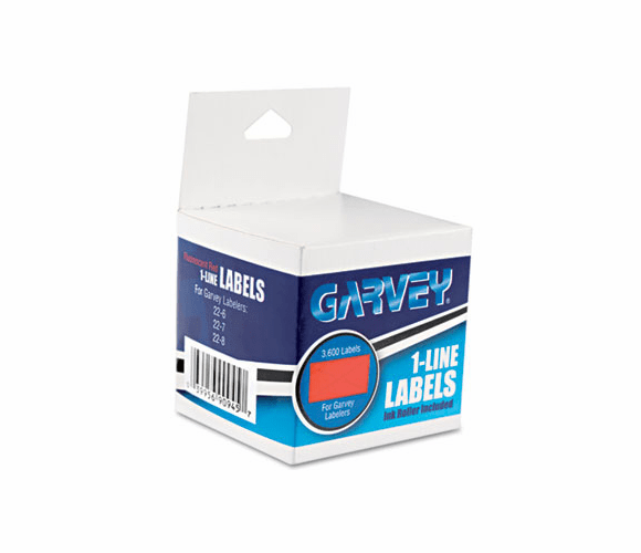 COS090945 One-Line Pricemarker Labels, 7/16 x 13/16, Fluor. Red, 1200/Roll, 3 Rolls/Box By CONSOLIDATED STAMP