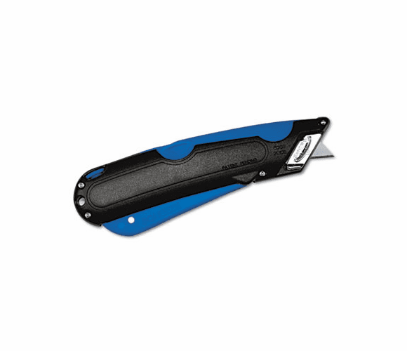 COS091508 Easycut Cutter Knife w/Self-Retracting Safety-Tipped Blade, Black/Blue By CONSOLIDATED STAMP