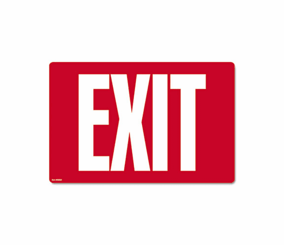 COS098052 Glow-in-the-Dark Safety Sign, Exit, 12 x 8, Red By CONSOLIDATED STAMP