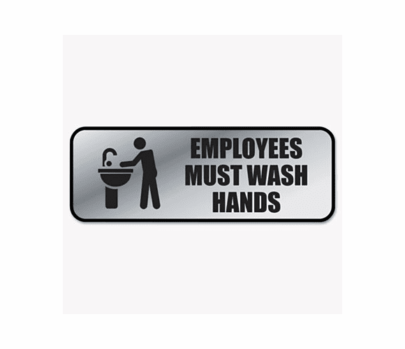 COS098205 Brushed Metal Office Sign, Employees Must Wash Hands, 9 x 3, Silver By CONSOLIDATED STAMP