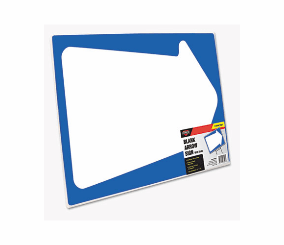 COS098226 Stake Sign, Blank White with Printed Blue Arrow, 15 x 19 By CONSOLIDATED STAMP