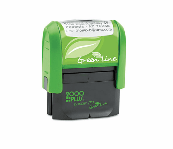 COS1SI20PGL 2000 PLUS Green Line Self-Inking Custom Message Stamp, 1/2 x 1 3/8 By CONSOLIDATED STAMP