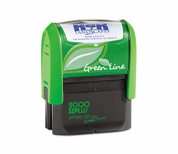 COS1SI30PGL 2000 PLUS Green Line Self-Inking Custom Message Stamp, 11/16 x 1 13/16 By CONSOLIDATED STAMP