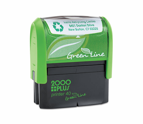 COS1SI40PGL 2000 PLUS Green Line Self-Inking Custom Message Stamp, 7/8 x 2 5/16 By CONSOLIDATED STAMP
