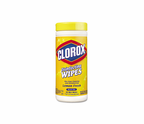 COX01594CT Lemon Scent Disinfecting Wet Wipes, Cloth, 7 x 8, 35/Canister, 12/Carton By CLOROX SALES CO.