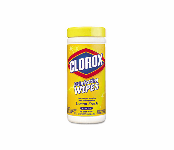 COX01594EA Lemon Scent Disinfecting Wet Wipes, Cloth, 7 x 8, 35/Canister By CLOROX SALES CO.