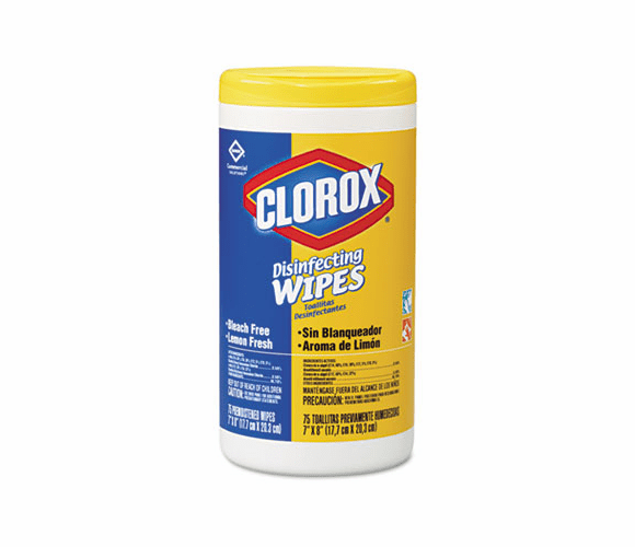COX15948EA Lemon Scent Disinfecting Wet Wipes, Cloth, 7 x 8, 75/Canister By CLOROX SALES CO.