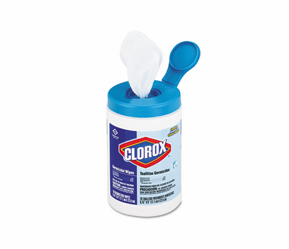 COX35309 Germicidal Wipes, 6 3/4 x 9, White, 70 Wipes/Container By CLOROX SALES CO.