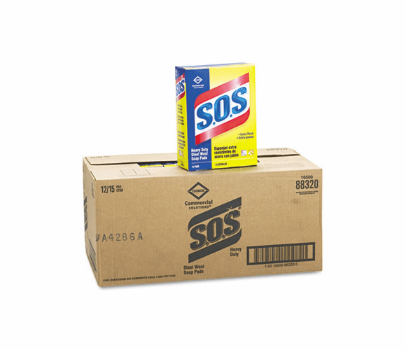 COX88320CT Steel Wool Soap Pad, 15 Pads/Box, 12 Boxes/Carton By CLOROX SALES CO.