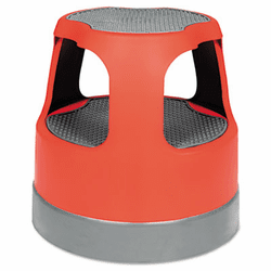CRA50011PK43 Scooter Stool Round, 15", Step & Lock Wheels, to 300 lbs, Red By CRAMER