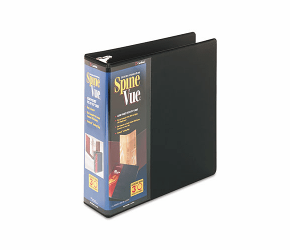 CRD16901 SpineVue Round Ring View Binder, 3" Capacity, Black By CARDINAL BRANDS INC.