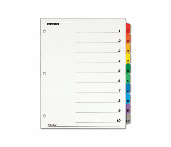 CRD61018 Traditional OneStep Index System, 10-Tab, 1-10, Letter, Assorted, 10/Set By CARDINAL BRANDS INC.