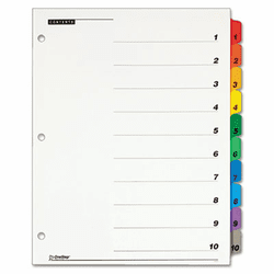 CRD61018 Traditional OneStep Index System, 10-Tab, 1-10, Letter, Assorted, 10/Set By CARDINAL BRANDS INC.