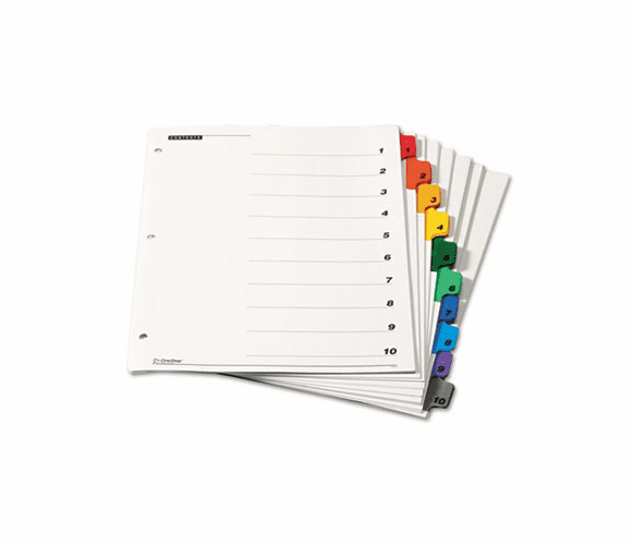 CRD61028 Traditional OneStep Index System, 10-Tab, 1-10, Letter, Assorted, 6 Sets By CARDINAL BRANDS INC.