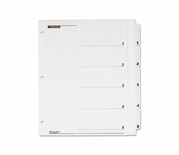 CRD61313 OneStep Plus Index System, 5-Tab, White By CARDINAL BRANDS INC.