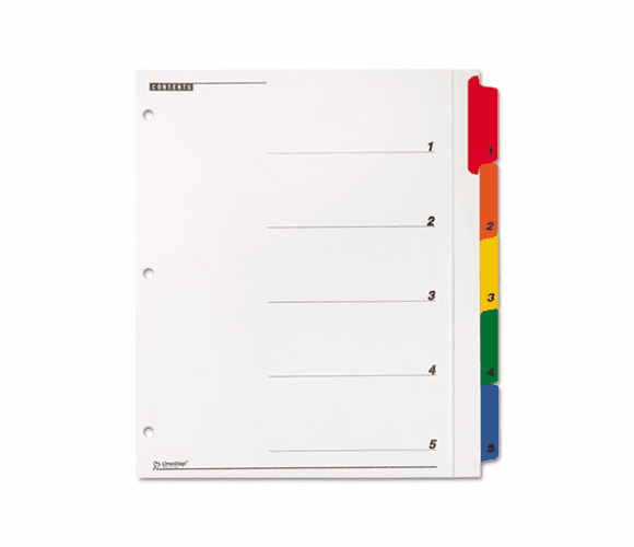 CRD61318 OneStep Plus Index System, 5-Tab, Multi-Color By CARDINAL BRANDS INC.