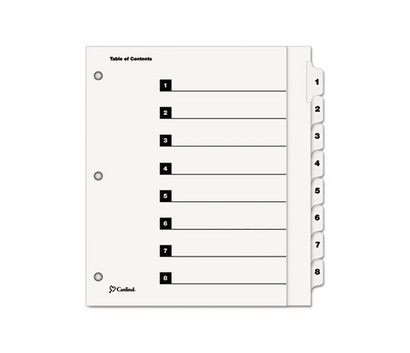CRD61813 OneStep Plus Index System, 8-Tab, White By CARDINAL BRANDS INC.