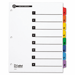 CRD70818 100% Recycled OneStep Index System, Multicolor 8-Tab, 11 x 8-1/2, 1 Set By CARDINAL BRANDS INC.