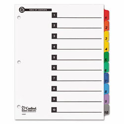 CRD71018 100% Recycled OneStep Index System, Multicolor 10-Tab, 11 x 8-1/2, 1 Set By CARDINAL BRANDS INC.