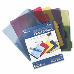 CRD84012 Poly Expanding Pocket Index Dividers, 5-Tab, Letter, Assorted, per Pack By CARDINAL BRANDS INC.