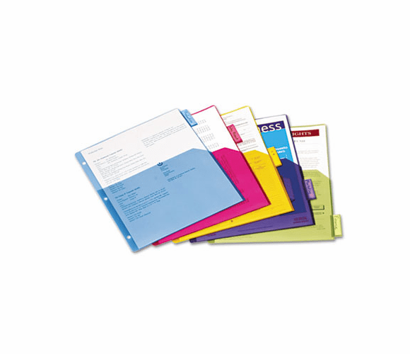 CRD84016 Poly 1-Pocket Index Dividers, Letter, Assorted, 5-Tabs/Set, 4 Sets/Pack By CARDINAL BRANDS INC.