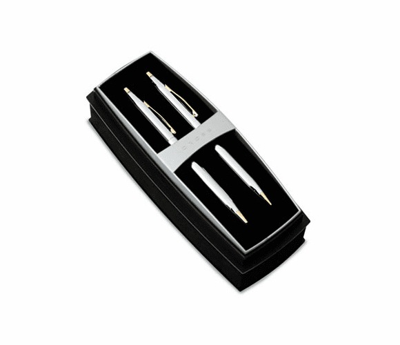 CRO330105 Classic Century Medalist Ballpoint Pen % Pencil Set, Chrome/23kt. Gold Plate By A.T. CROSS COMPANY