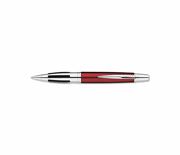 CROAT03223 Contour Ballpoint Retractable Solvent Pen, Red Barrel, Black Ink, Medium By A.T. CROSS COMPANY